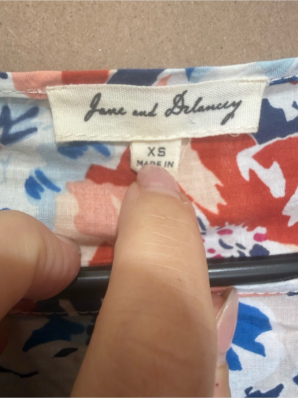 Jane and Delancey Navy Floral Bell-Sleeve Blouse with Coral & White Accents - Picture 2 of 3